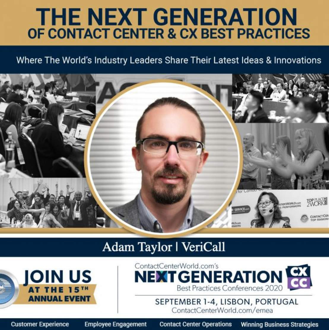 CEO of VeriCall Adam Taylor to keynote speak at Next Generation Best Practice CX & CC Conference